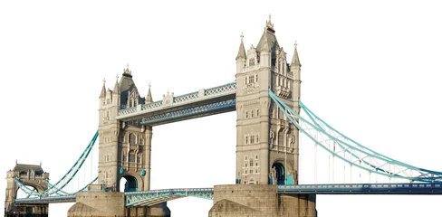 Foto op Plexiglas Tower Bridge Tower Bridge (Londen, VK) geïsoleerd op een witte achtergrond