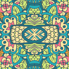 Abstract mandala vector seamless pattern floral design colorful ornament stylish element