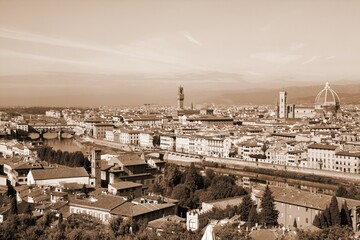 Florence, Italy. Sepia toned vintage filter photo.