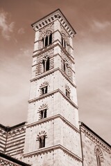 Fototapeta na wymiar Prato, Tuscany. Sepia toned vintage filter photo.