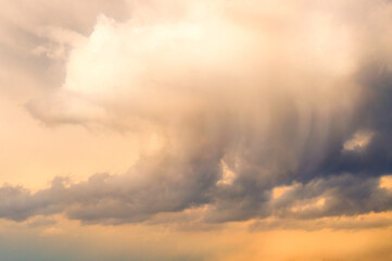 Beautiful sunset with dramatic clouds in the sky closeup