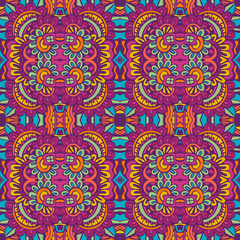 Ethnic tribal festive pattern for fabric. Abstract Doodle style seamless pattern ornamental. Mexican design
