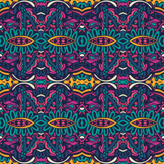 Abstract festive colorful floral vector ethnic tribal pattern