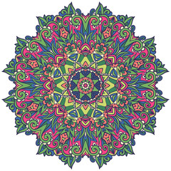 Abstract mandala floral design colorful ornament stylish element