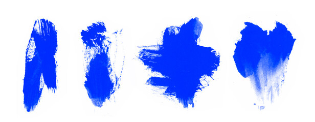 Vector blue set of beautiful smears brushes for painting