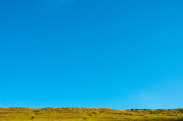 Hills and blue sky in the summertime