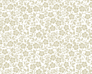 Elegant floral pattern in small light gray flower. Liberty style. Floral seamless background for fashion prints. Ditsy print. Seamless vector texture. Spring bouquet.