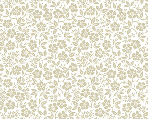 Elegant floral pattern in small light gray flower. Liberty style. Floral seamless background for fashion prints. Ditsy print. Seamless vector texture. Spring bouquet.
