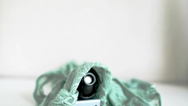 Webcam Hidden in women's underwear for covert surveillance of the house. Surveillance and security systems. Smart House. Espionage. Hidden camera for watching
