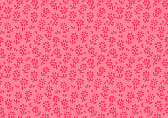 Floral pattern. Pretty flowers on coral background. Printing with small red flowers. Ditsy print. Seamless vector texture. Spring bouquet.