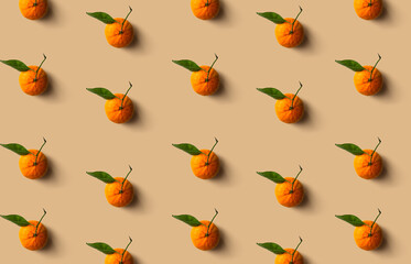 Mandarin pattern isolated on soft pastel background. Fresh fruit.