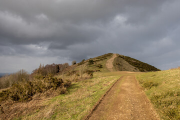 Fototapeta na wymiar Rainy day along the Malvern hills of England in the Springtime
