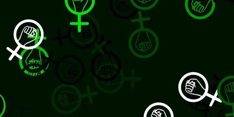 Light Green vector pattern with feminism elements.