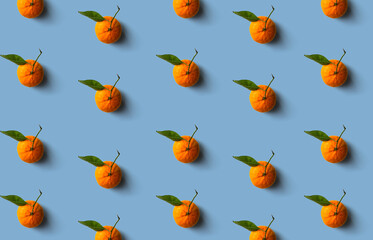 Mandarin pattern isolated on soft pastel background. Fresh fruit.