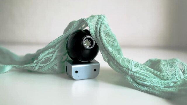 Webcam Hidden in women's underwear for covert surveillance of the house. Surveillance and security systems. Smart House. Espionage. Hidden camera for watching