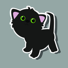 black cute little anime kitten