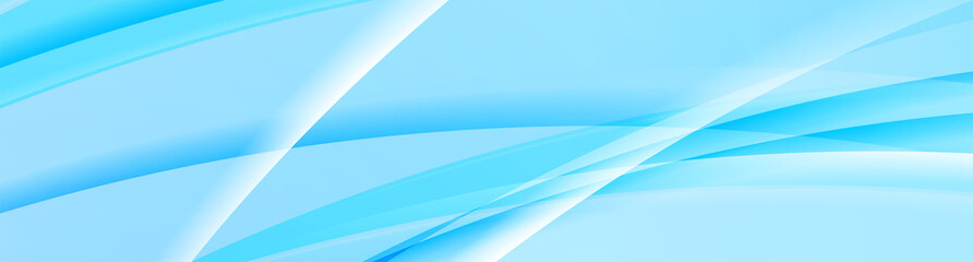 Cyan blue glossy wavy lines abstract vector banner background