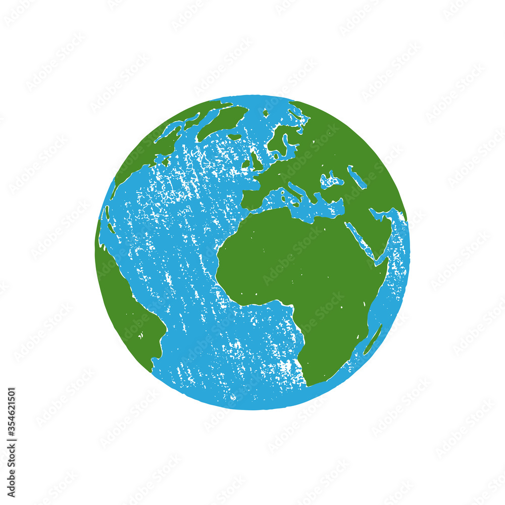 Wall mural hand drawn vector card with planet earth. save the world, save the planet. vector modern template wi