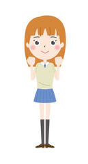 女子　ガッツポーズ　イラスト