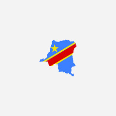 map of Democratic Republic of the Congo flag vector
