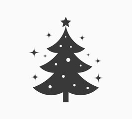 Christmas tree with stars icon.