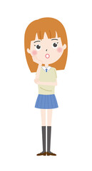 女子　考える　イラスト