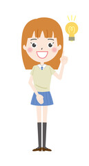 女子　閃く　イラスト