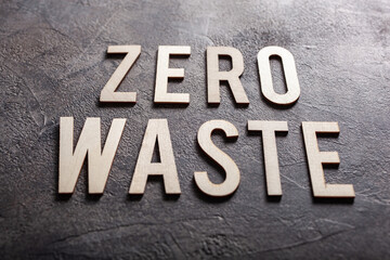 zero waste word text wooden letters on concrete background