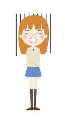 女子　ショック　イラスト