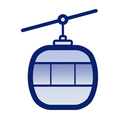 Vector illustration of Cable Car icon for web, mobile and infographic. Modern flat design. Vector blue gradient icon on white background. - Vector