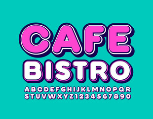 Fototapeta na wymiar Vector modern logo Cafe Bistro with Trendy style Font. Decorative Alphabet Letters and Numbers