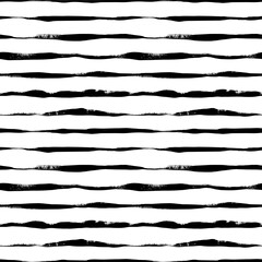 Wavy grunge lines vector seamless pattern. Horizontal brush strokes, straight stripes or lines.