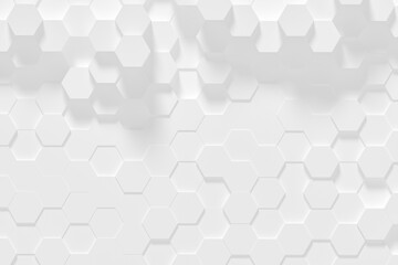 Hexagonal white abstract background - 3d abstract hexagons rendering.