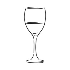 wine glass isolated. Hand drawn sketch of Claret for restaurant, bar, cafe menu design. a glass of wine, vector sketch illustration