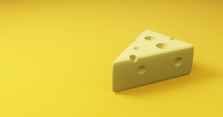 cheese in yellow background,3D Rendering