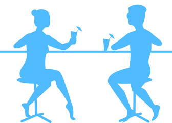 Distance in beach bar between people