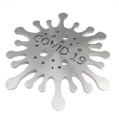 3D covid-19 brushed metal icon