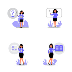BUNDLE ILLUSTRATION OF A TEACHER PROFESSIONAL. Perfect for covers, brochures, posters, books, banners, leaflets, landing pages, social media content.