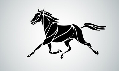 Vector Running Horse Abstract Silhouette eps10 clipart