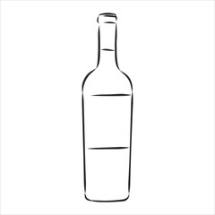 Sketch wine bottle . wine bottle, vector sketch illustration
