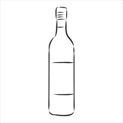 Sketch wine bottle . wine bottle, vector sketch illustration