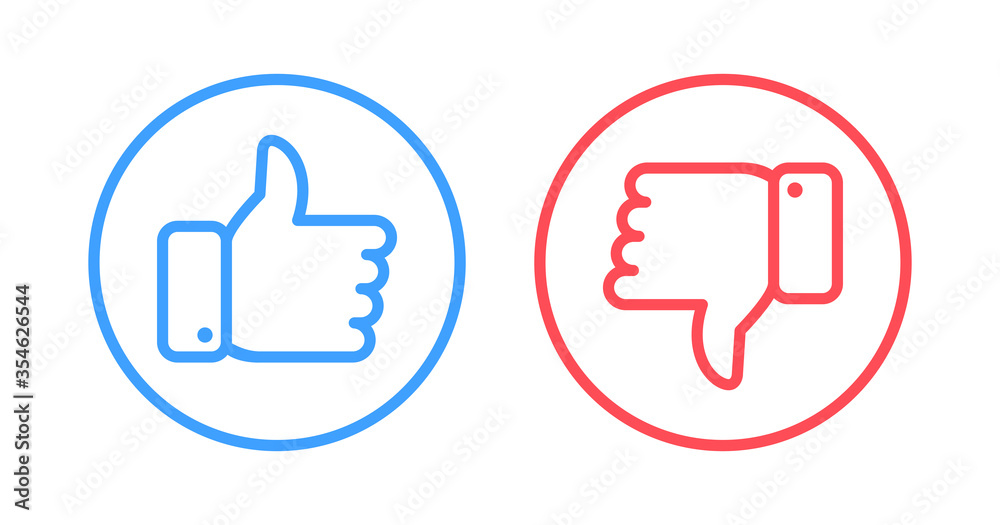 Poster like and dislike icons set. selection buttons between 