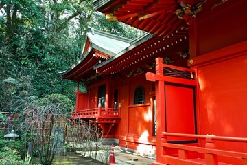 The side of red shrine in Japan.