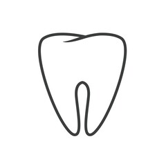 Tooth icon vector or dental logo symbol line outline art illustration isolated on white