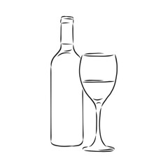 Sketch wine bottle . wine bottle, vector sketch illustration