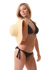 Obraz premium happy young woman in bikini isolated