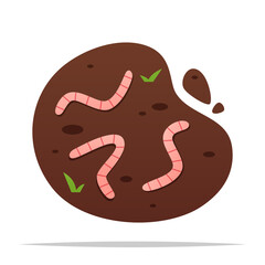 Worms on soil vector isolated illustration