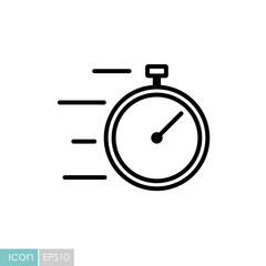 Fast delivery vector icon. Stopwatch with speed