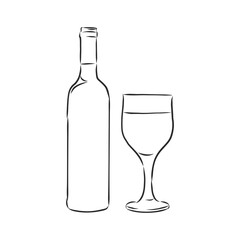 Sketch wine bottle . wine bottle, vector sketch illustration