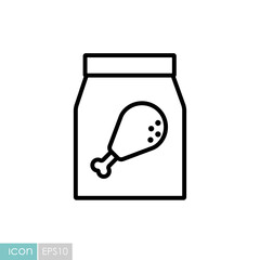 Paper bag with food vector icon. Leg chicken sign